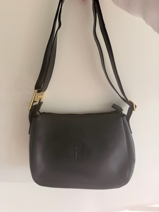 Fendi Other - Fendi Black Leather Shoulder Bag with Gold Hardware